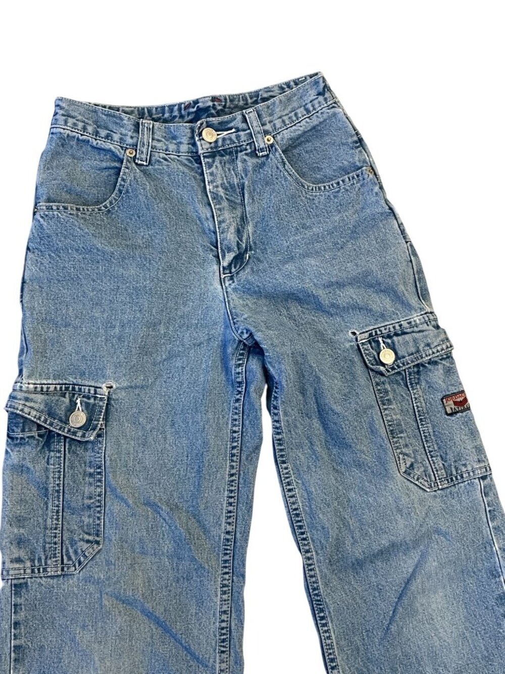 Rare Vintage Jordache Girls Cargo Jeans Size 12 (Juniors 0), Wide‑Leg Y2K Denim - Picture 2 of 14